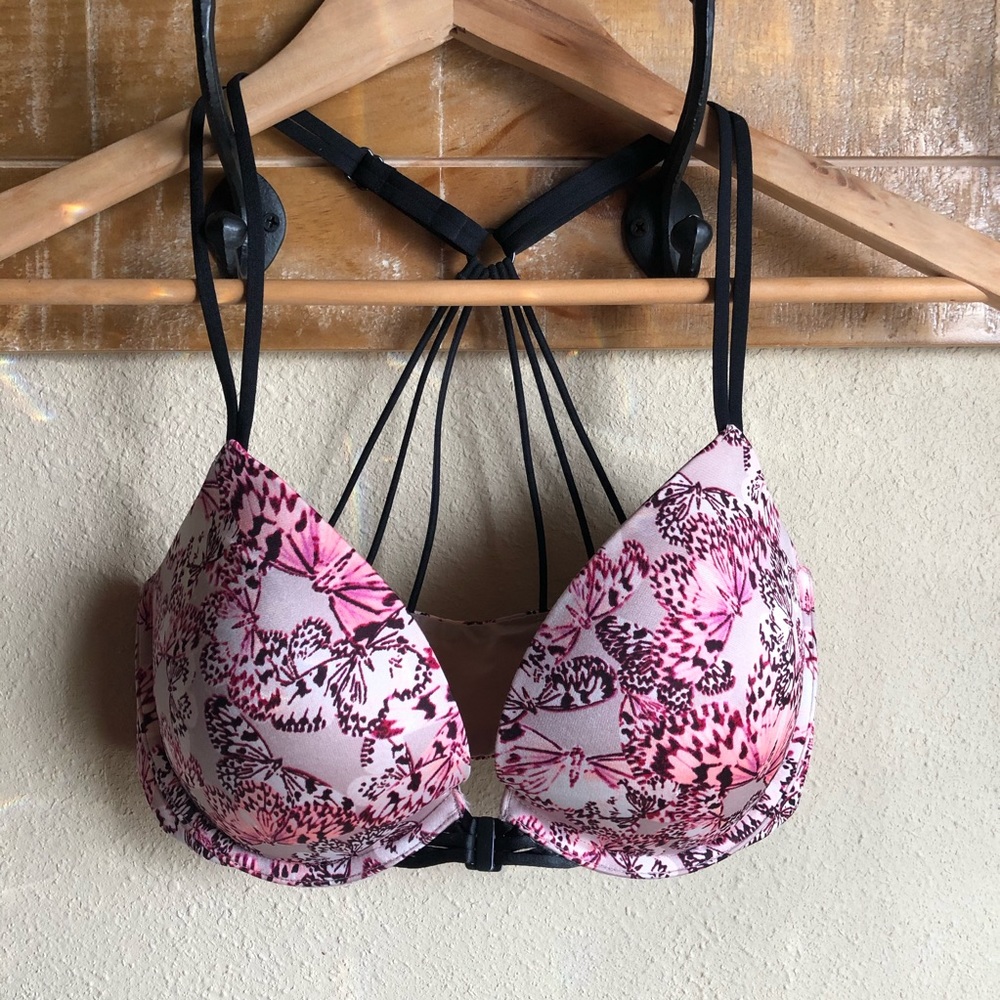 VS butterfly print front-closure push-up bra